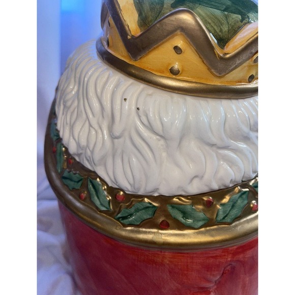 Ceramic Cookie Jar By Gibson Housewares Festive King Santa with Presents & Toys - Picture 9 of 9
